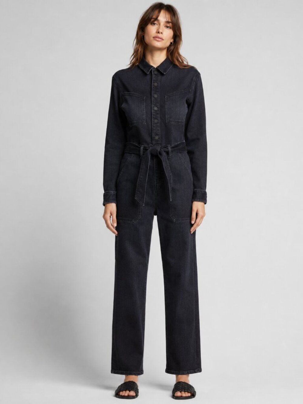 MOTHER Double Slant Jumpsuit in Thunder Road